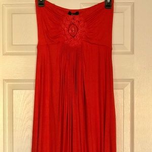 Sky Orange High -Low Maxi Dress